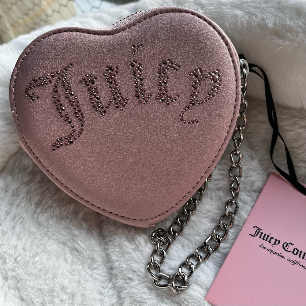Juicy Couture Pink Heart Clutch with Chain